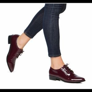 Burgundy Patent Leather Women's Oxford Shoes